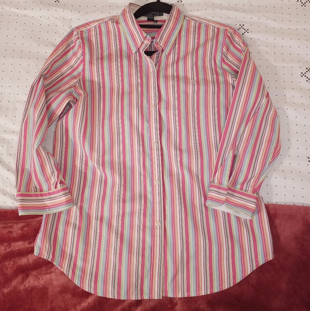 Lauren Ralph Lauren 3/4 sleeve button down